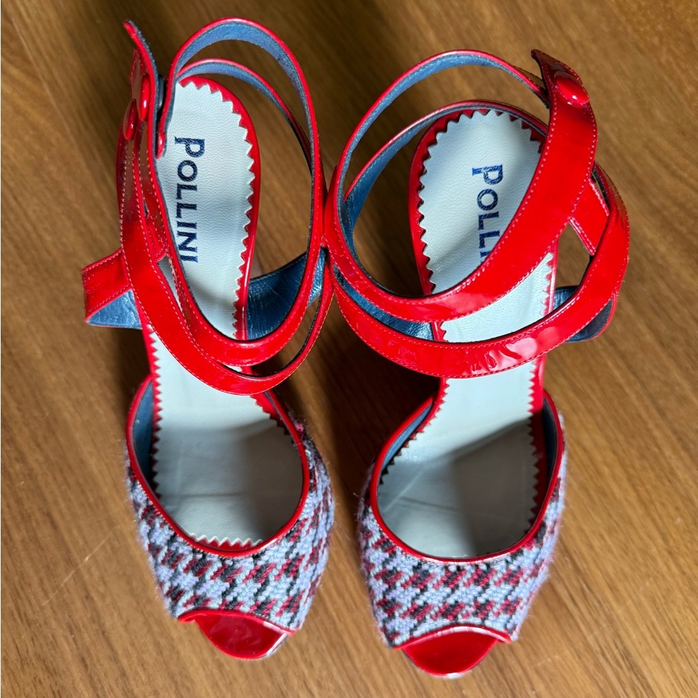 Vintage Pollini Red High Heels with Chunky Heels and Straps